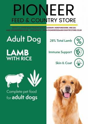 Pioneer Lamb & Rice 15kg Working Dog Vat Free
